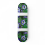 Blue and White Columbine Flower Skateboard