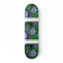 Blue and White Columbine Flower Skateboard