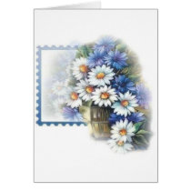 blue and white daisies card