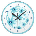 Blue and White Daisies Round Wallclock