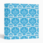 Blue and White Damask Pattern 3 Ring Binders