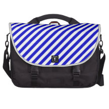 Blue and White Diagonal Stripes Bags For Laptop