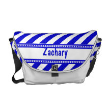 Blue and White Diagonal Stripes Commuter Bag