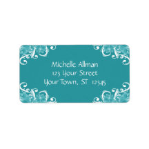 Blue and White Floral Avery Label
