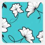 Blue and White Floral Print Sticker