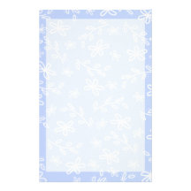 Blue and White Flower Pattern Stationary Stationery Paper