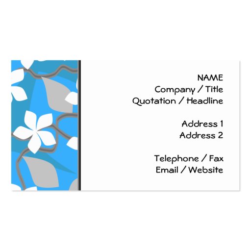 Blue and White Flowers. Floral Pattern. Business Card