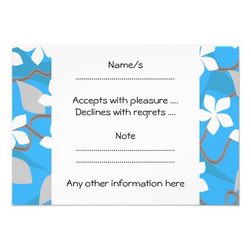 Blue and White Flowers. Floral Pattern. Invitation