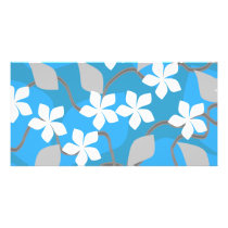 Blue and White Flowers. Floral Pattern. Custom Photo Card