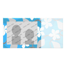 Blue and White Flowers. Floral Pattern. Photo Cards