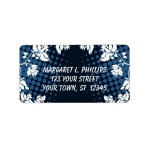 Blue and White Flowers Label