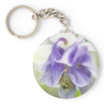 Blue And White Frilly Columbine Keychain