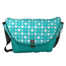 Blue and White heart pattern messenger bags