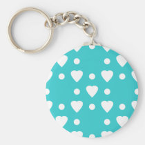 Blue and White heart pattern keychains