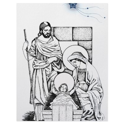 Blue and White Original Nativity Letterhead by BlayzeInk