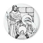 Blue and White Original Nativity Refrigerator Magnets
