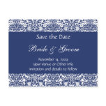 Blue and White Personalized Damask Save the Date