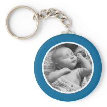 Blue and White Photo Keychain