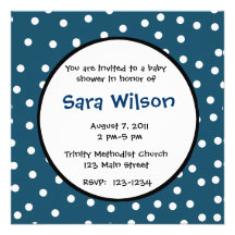 Blue and White Polkadot Shower Invitation