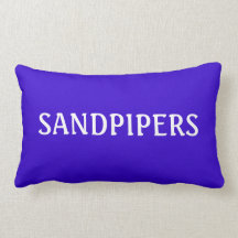 Blue and White SANDPIPERS Word Beach Lumbar Pillow