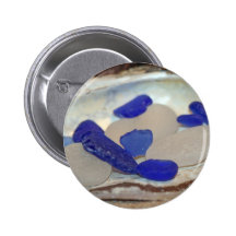 Blue And White Seaglass Pinback Button