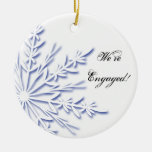 Blue and White Snowflake Engagement Ornament