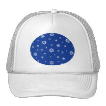 Blue and white snowflakes pattern hats