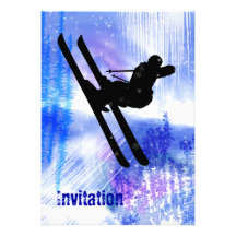 Blue and White Splashes with Ski Jump Custom Announcements