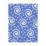Blue and white swirls and dots pattern. post card