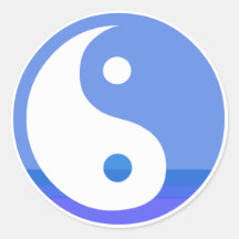 Blue and White Taijitu Yin Yang Symbol Round Sticker