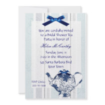 Blue and White Tea Party Bridal Shower Invitation