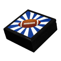 Blue and White Team Colours Retro Football Jewelry Box
