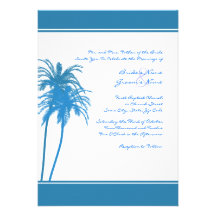 Blue and White Tropical Palms Invitation