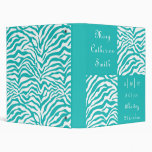 Blue and White Zebra Print Baby Book 3 Ring Binders