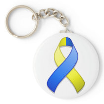 Blue and Yellow Awareness Ribbon Keychain