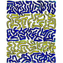 blue and yellow chunky doodle white back photo sculpture