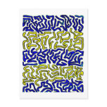 blue and yellow chunky doodle white back post cards