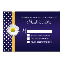 Blue and Yellow Daisy RSVP Card Personalized Invitation