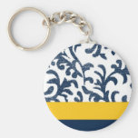 Blue and Yellow Floral Pattern Key Chains
