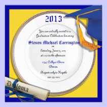 Blue and Yellow Graduation Party Invitations invitations