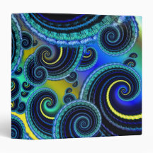 Blue and Yellow Retro Pattern 3 Ring Binder