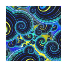 Blue and Yellow Retro Pattern Stretched Canvas Print