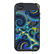 Blue and Yellow Retro Pattern Cases For iPhone 4