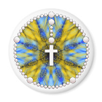 Blue and Yellow Rosary Dream Catcher Fridge Magnets