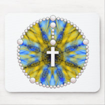 Blue and Yellow Rosary Dream Catcher Mousepad