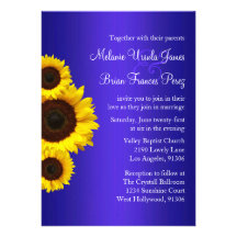 Blue and Yellow Sunflower Wedding Invitation