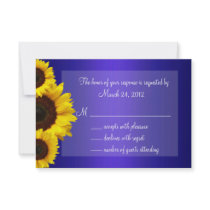 Blue and Yellow Sunflower Wedding RSVP Invites