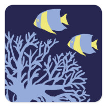 Blue and Yellow Tropical Angelfish Square Sticker