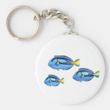 Blue and Yellow Tropical Fish Keychains