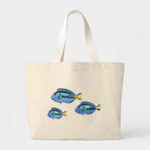 Blue and Yellow Tropical Fish Tote Bags